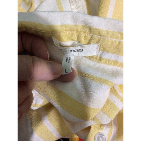 Maurice’s Size Large Gold & White Buttons Up Shirt 🍓🍇 - Picture 3 of 12
